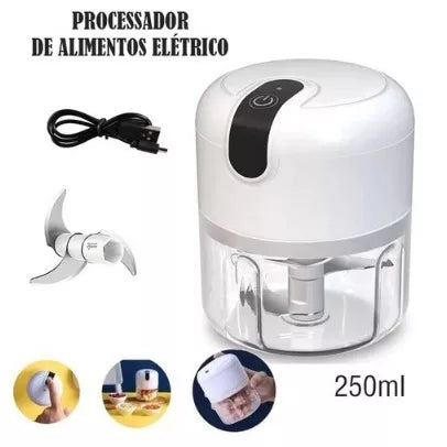Processador Elétrico Recarregável – Triturador de Alho e Cebola e Mais