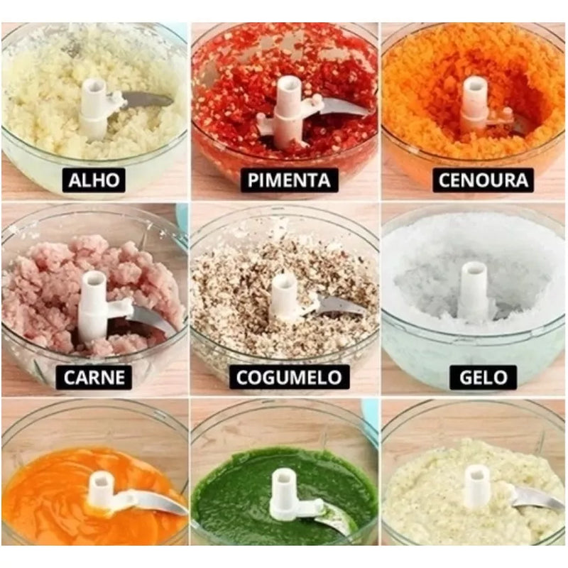 Processador Elétrico Recarregável – Triturador de Alho e Cebola e Mais