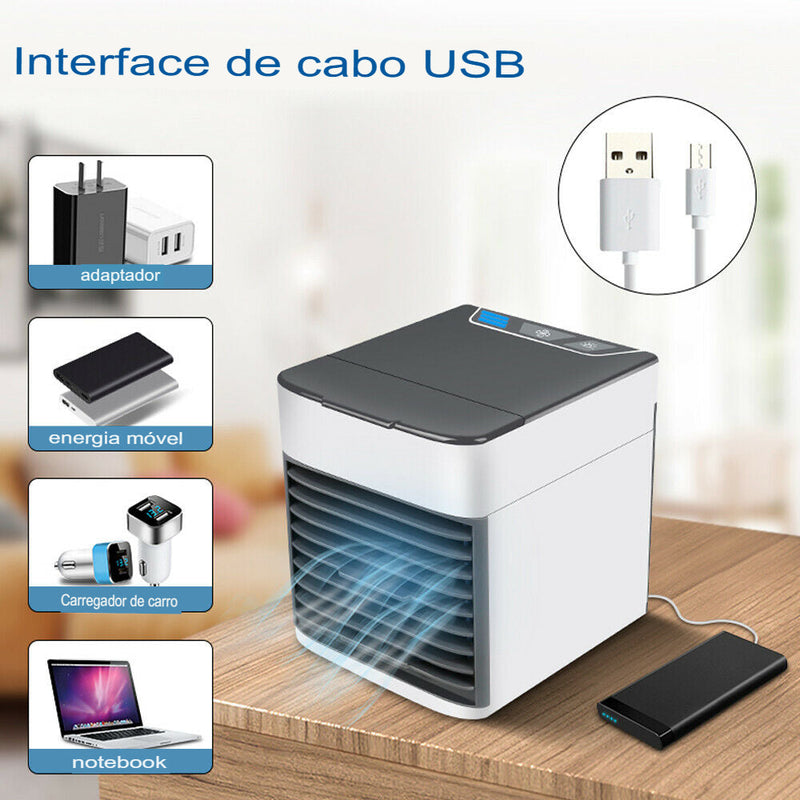 Mini Ar-Condicionado Portátil – Climatizador, Umidificador e Purificador de Ar