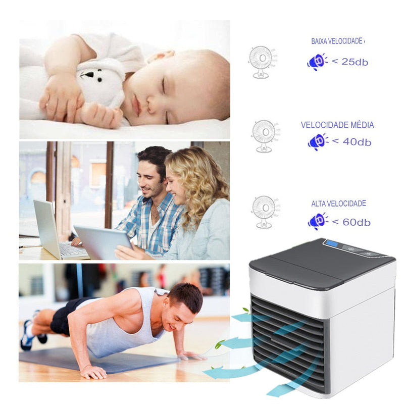 Mini Ar-Condicionado Portátil – Climatizador, Umidificador e Purificador de Ar