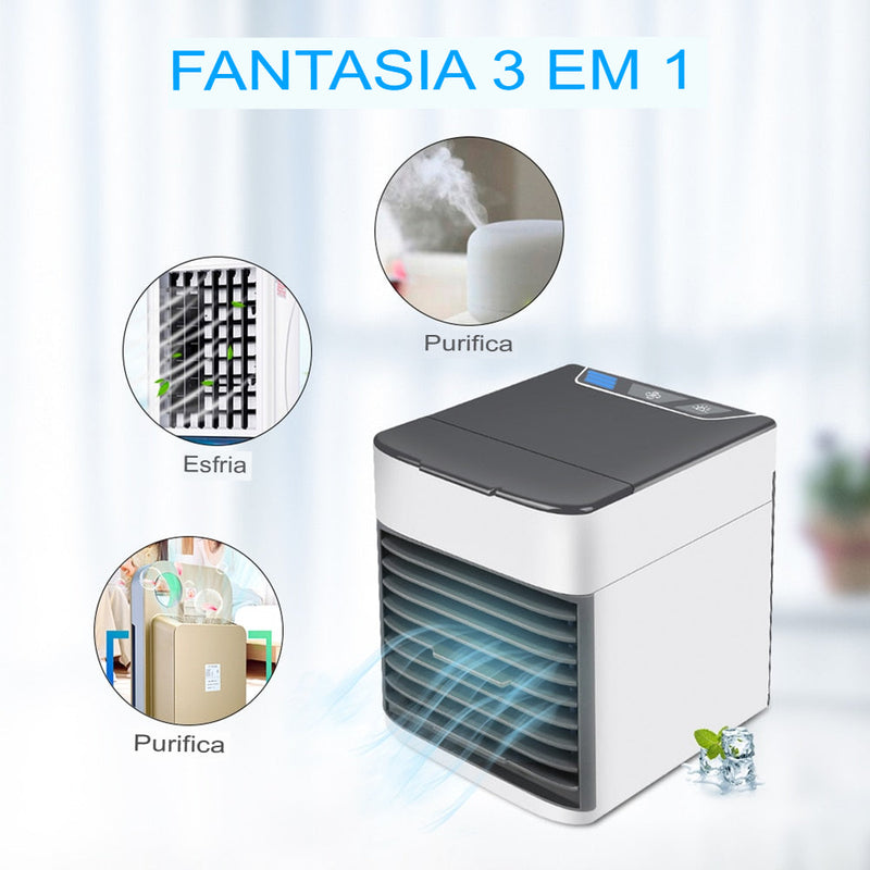 Mini Ar-Condicionado Portátil – Climatizador, Umidificador e Purificador de Ar