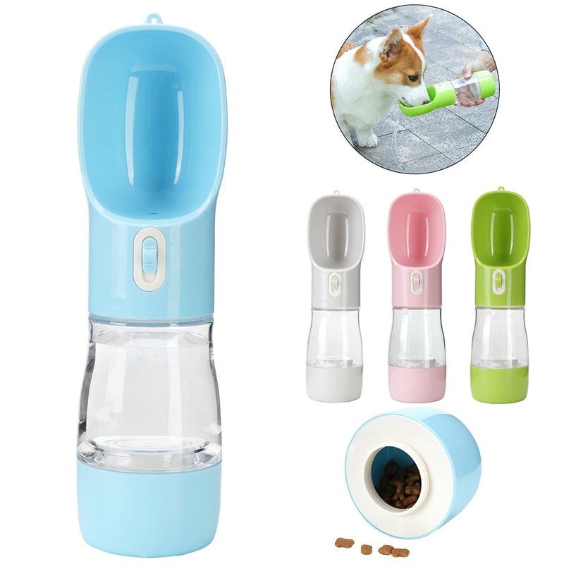 Garrafa de Água Portátil para Pets – Com Dispenser de Ração Integrado