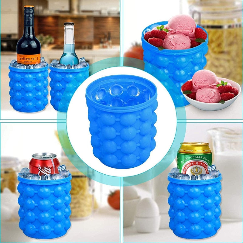 Forma de Silicone para Gelo 2 em 1 – Faça Copos Gelados ou Cubos com Facilidade