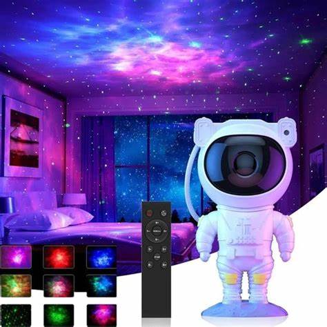 Projetor Galáxia Astronauta com Estrela e Guitarra – Rotação 360°
