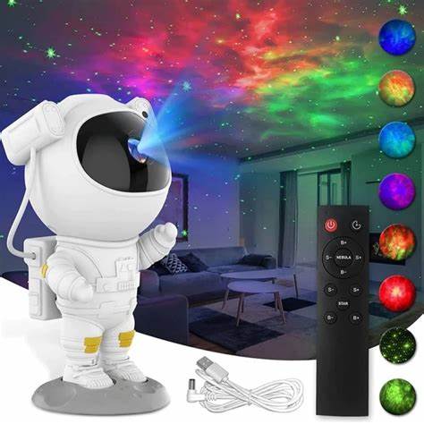 Projetor Galáxia Astronauta com Estrela e Guitarra – Rotação 360°