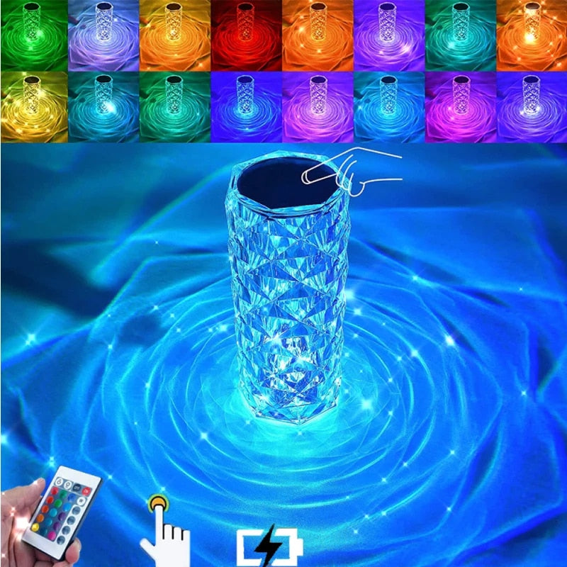 Luminária de Cristal RGB – 16 Cores com Controle Remoto + Frete Grátis