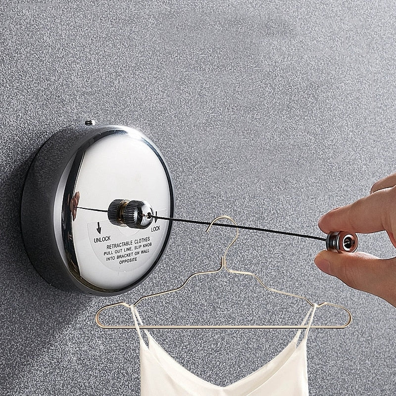 Varal Retrátil Prático em Aço Inoxidável com Corda de Nylon – Frete Grátis