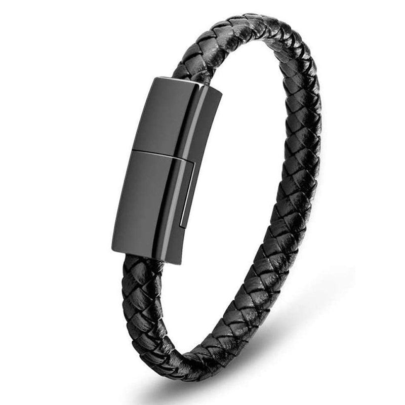 Pulseira Cabo de Carregamento em Couro PU  Iphone & Tipo C