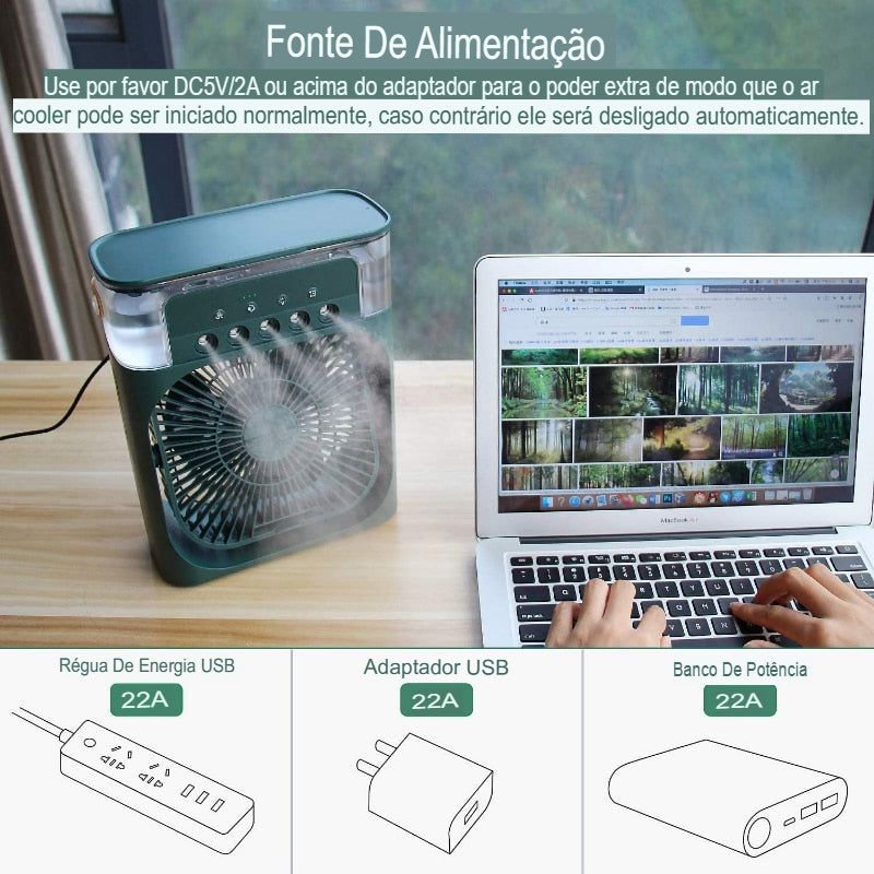Climatizador Portátil Multifuncional – Ar Condicionado, Umidificador, Purificador e Ventilador