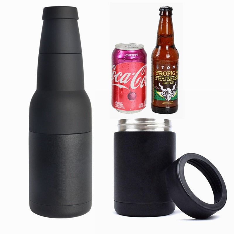 Porta Garrafa e Lata Térmica Cerveja 3-1 Com Abridor