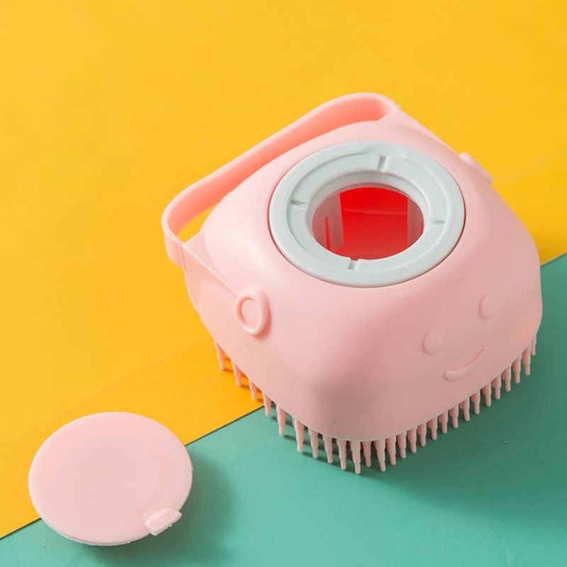 Escova de Higienização para Pets – Dispenser de Shampoo e Cerdas Macias