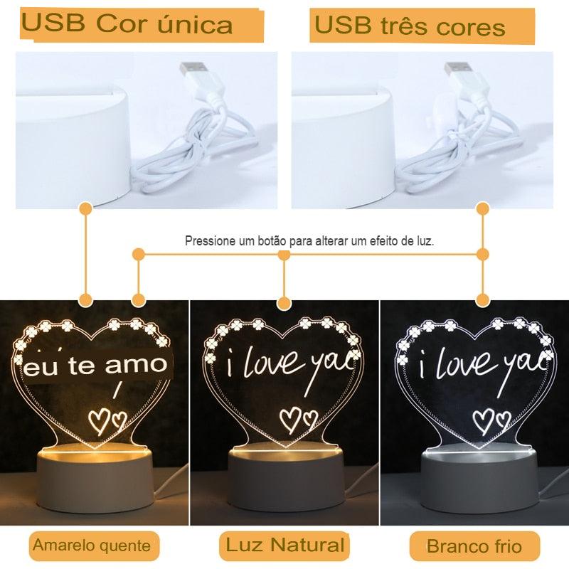 Luminária Criativa com Escrita Iluminada – Decore, Escreva e Faça Brilhar!