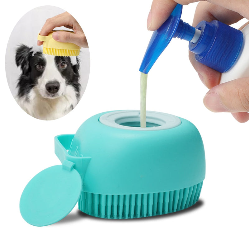 Escova de Higienização para Pets – Dispenser de Shampoo e Cerdas Macias