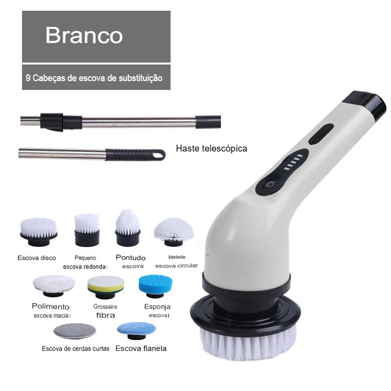 Escova de Limpeza Elétrica 9 em 1 + FRETE GRÁTIS (ULTIMAS UNIDADES) + BRINDE DAS PEÇAS