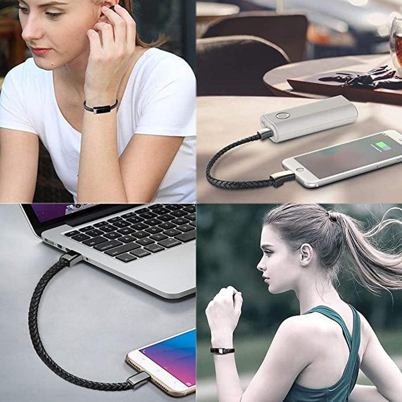 Pulseira Cabo de Carregamento em Couro PU  Iphone & Tipo C