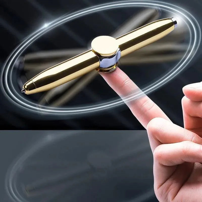 Caneta Spinner Metálica com LED Antiestresse Giratória 3 em 1