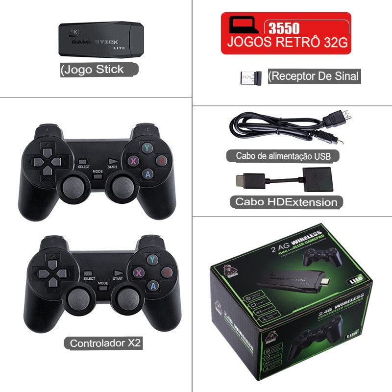 Vídeo Game Stick Retrô 4K HD +10.000 Jogos