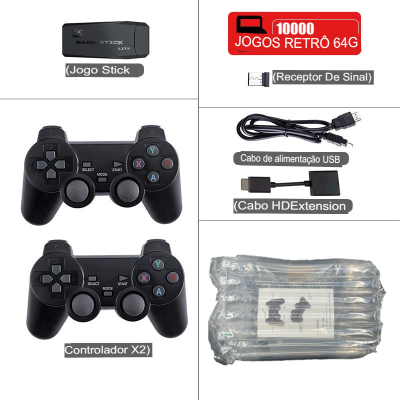 Vídeo Game Stick Retrô 4K HD +10.000 Jogos