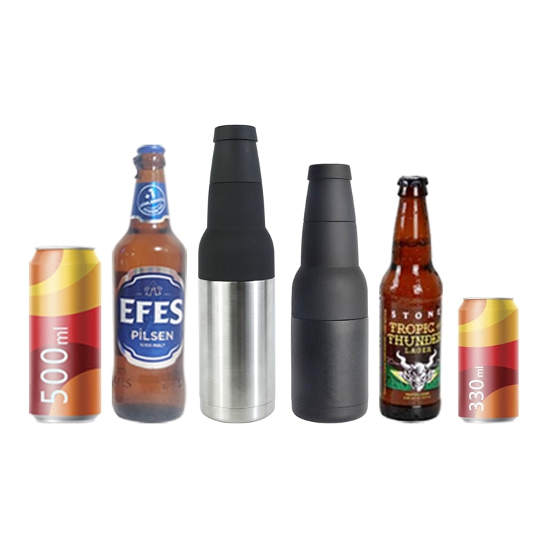 Porta Garrafa e Lata Térmica Cerveja 3-1 Com Abridor